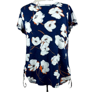 Liz Claiborne navy floral cotton T-shirt size large